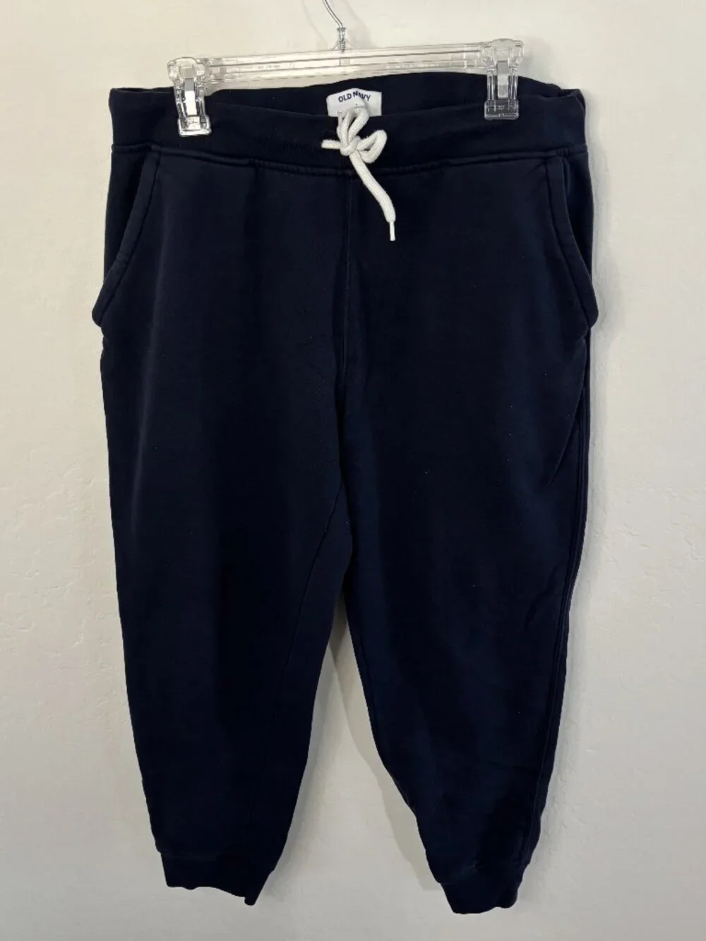 Old Navy Navy Blue Fleece Drawstring Cropped Jogger Pants | Size L